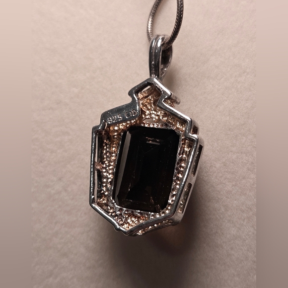 Smokey Quartz Pendant on Silver Snake Chain - Picture 3 of 4